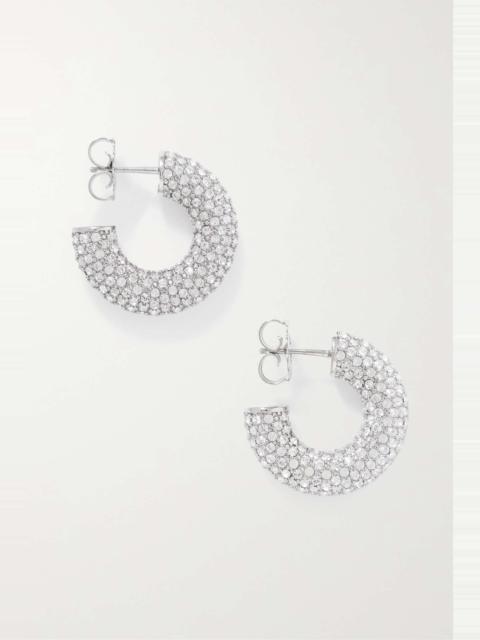 Cameron small silver-tone crystal hoop earrings
