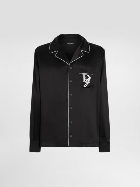 Silk vanity shirt with logo embroidery