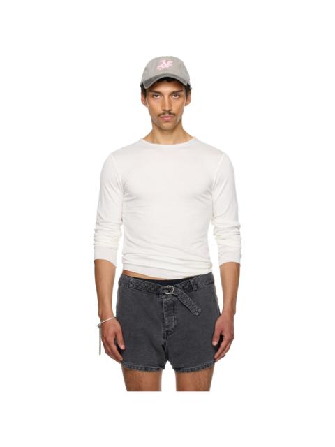 SSENSE Exclusive White Satin Trim Long Sleeve T-shirt