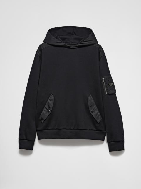 Cotton fleece and Re-Nylon hoodie