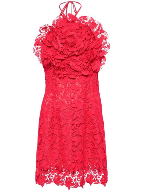 floral-appliquÃ© lace minidress