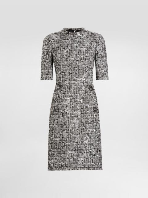 Raschel tweed midi dress with short sleeves