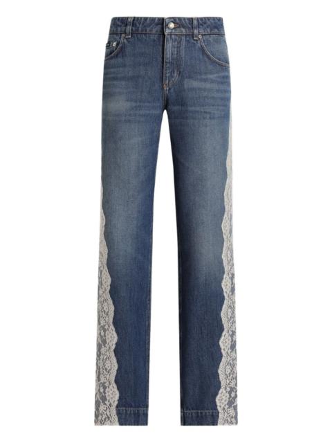 lace denim jeans