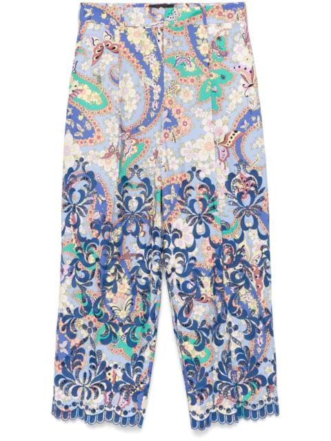 floral-print trousers