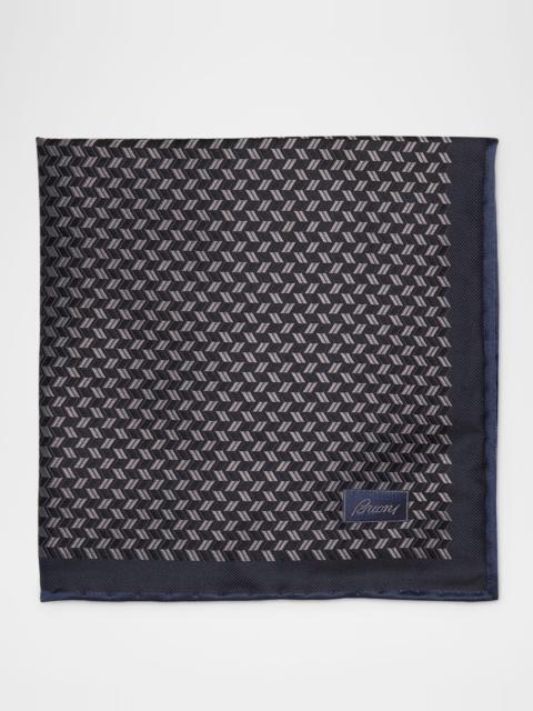 Men's Jacquard Chevron Silk Pocket Square