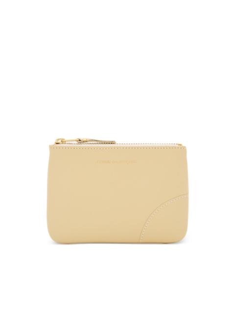 logo curved-stitching zip wallet