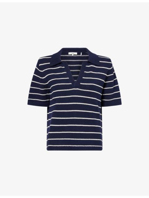 The Striped Cotton-Blend Polo Top