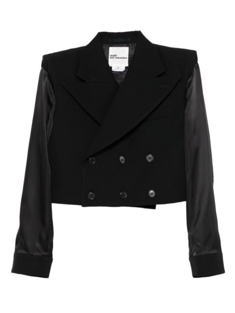double-breasted satin-sleeve jacket