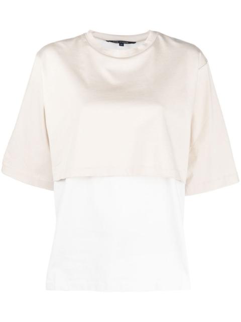 crew neck short-sleeved layered T-shirt