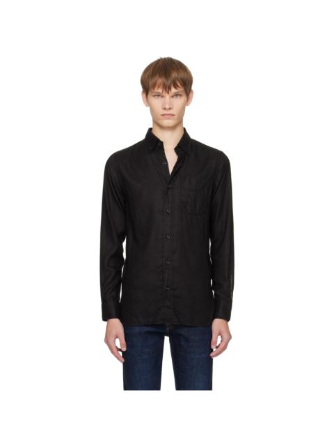Black Gabardine Slim Fit Shirt