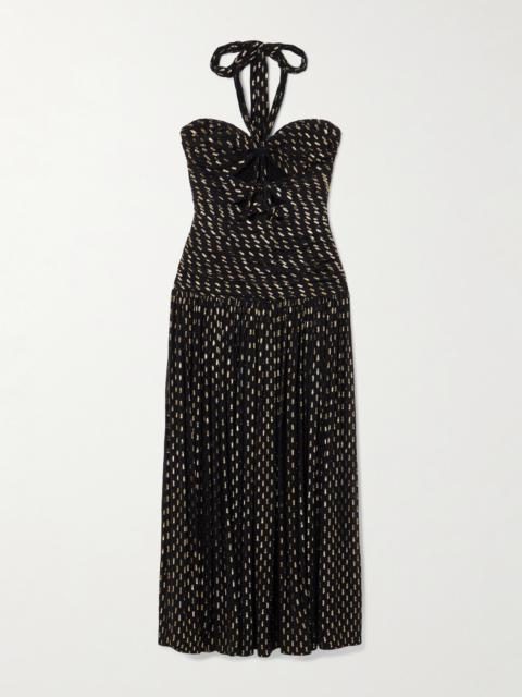 Daylight Cutout Fil Coupé-voile Halterneck Midi Dress