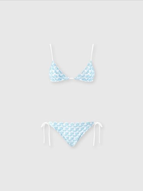 Lace triangle bikini with lamé