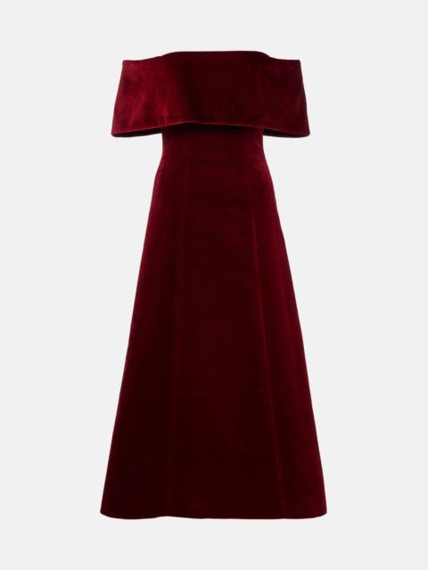 Carita off-shoulder cotton velvet midi dress