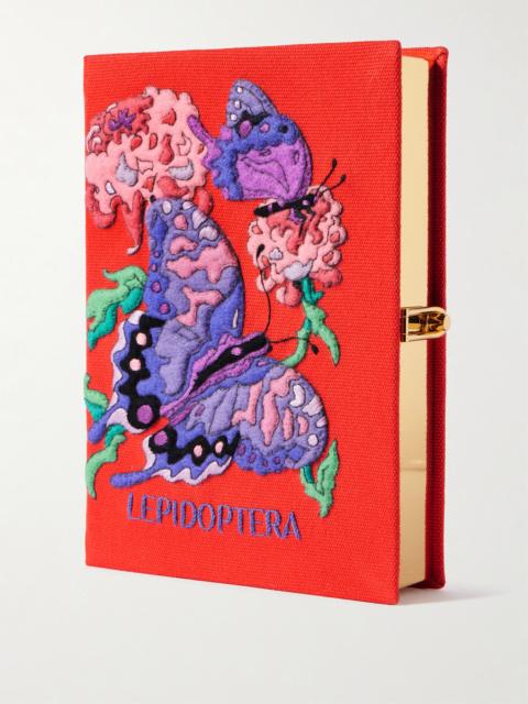Lepidoptera Embroidered Appliquéd Canvas Clutch