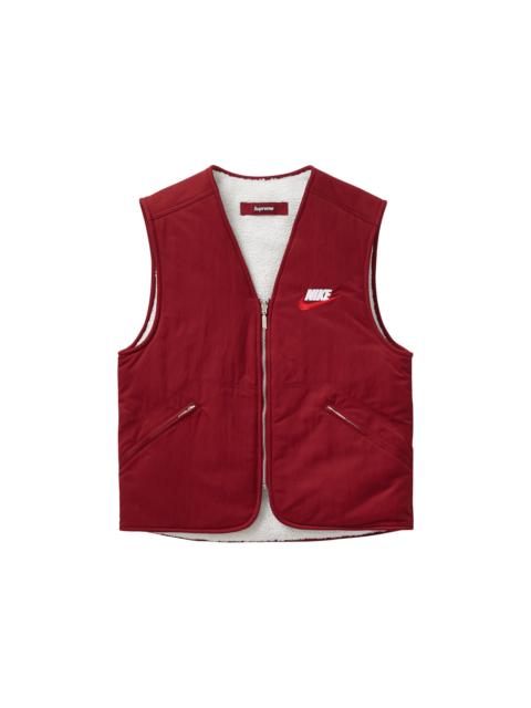 Supreme Nike Reversible Nylon Sherpa Vest Burgundy