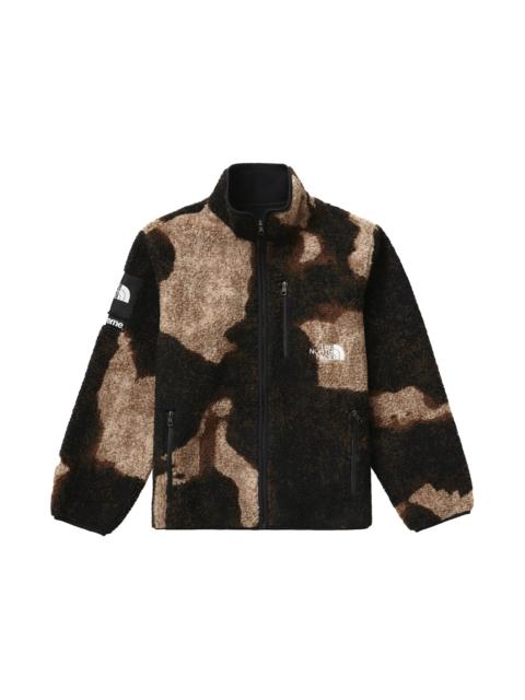 Supreme The North Face Bleached Denim Print Fleece Jacket Black