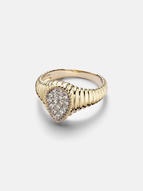 9kt gold ring with diamonds