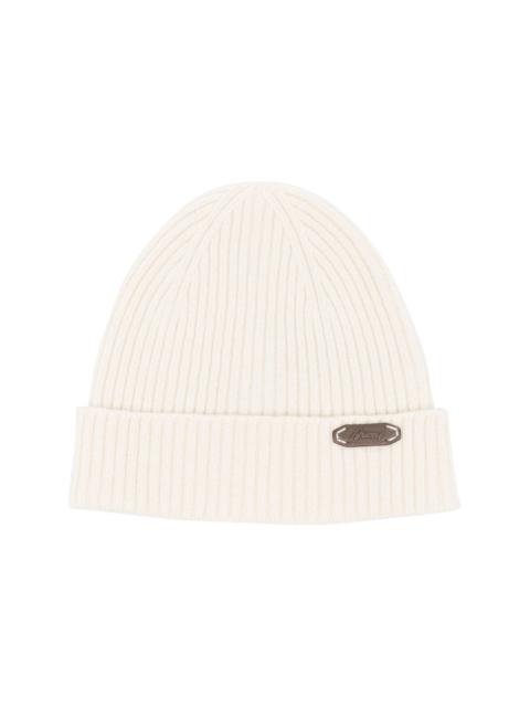 logo-patch ribbed-knit beanie