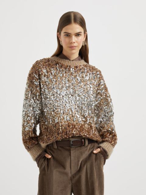 Dazzling dégradé embroidery sweater in mohair and wool