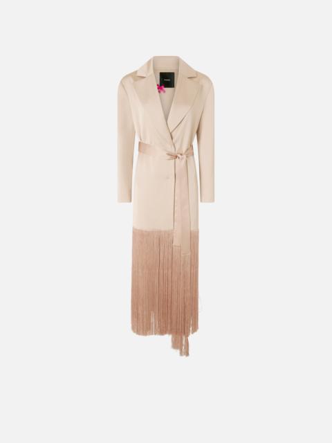 SATIN TRENCH COAT WITH FRINGING
