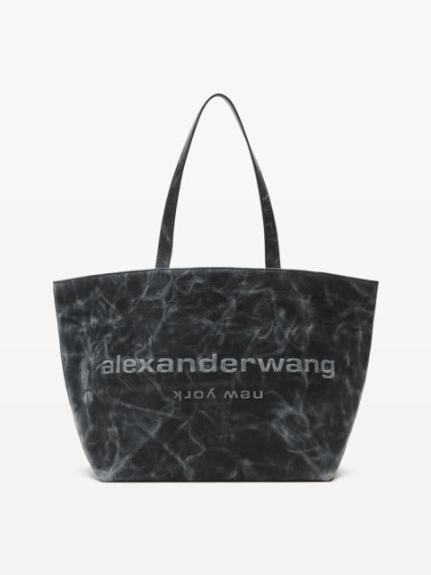 Distressed Grey Leather Punch Tote