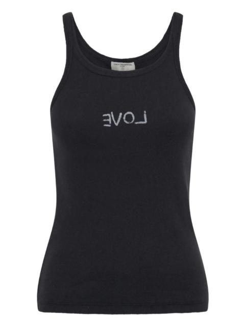 scoop-neck lettering tank top