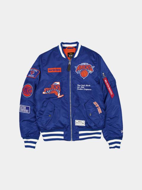 NEW YORK KNICKS X ALPHA X NEW ERA MA-1 BOMBER JACKET (BLUE)