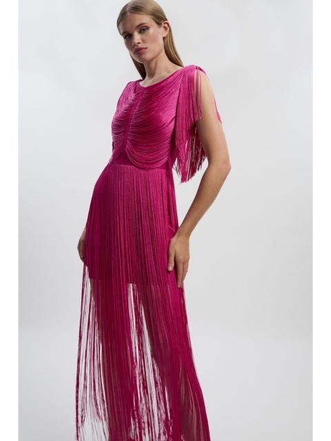 Maxi Draped Fringe Knitted Mini Dress