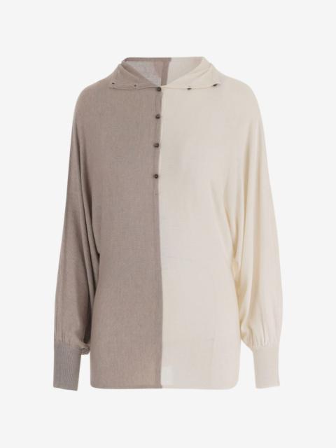 two-tone draped top