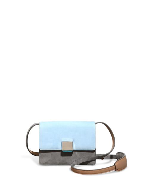 Mercedes Flap Bag in Grey, Light Blue & Nude Suede and Nappa Leather