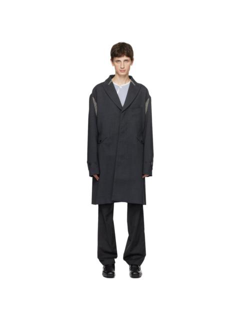 Gray Peaked Lapel Coat