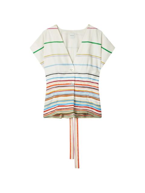 signature-stripe tie-waist top