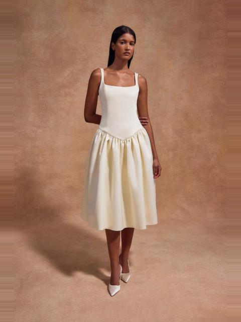 LOLA MIDI DRESS IN IVORY BONDED SATIN