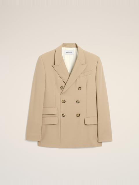 BEIGE NEW WOOL DOUBLE BREASTED STRAIGHT JACKET