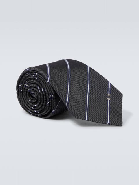 Horsebit striped silk jacquard tie