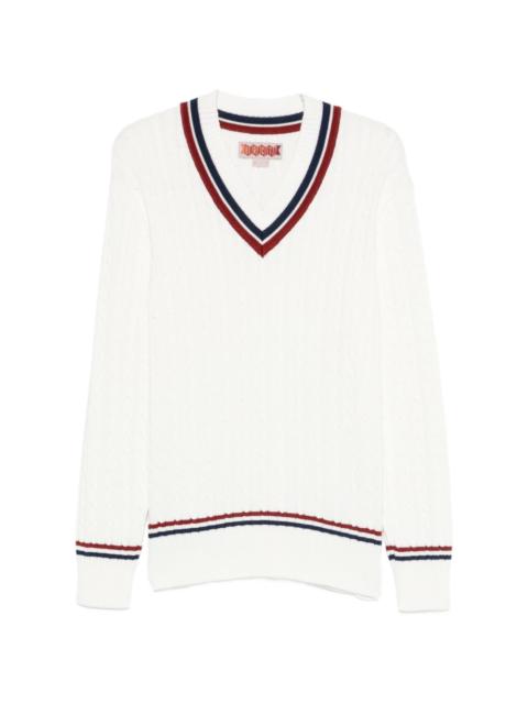 V-neck cable-knit sweater