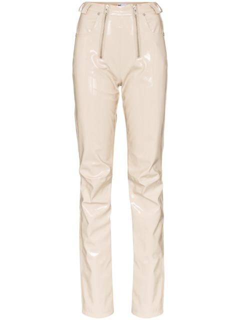 zip detailed straight leg trousers