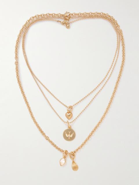 The Free Spirit Set Of Three Gold-tone And Cubic Zirconia Necklaces