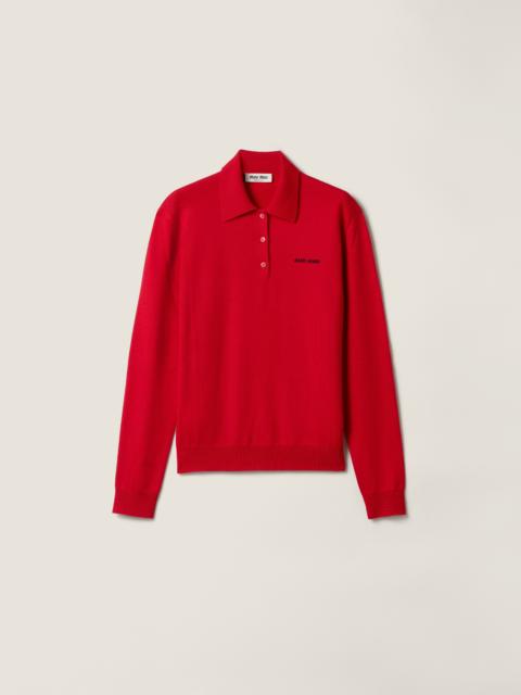 Wool knit polo shirt