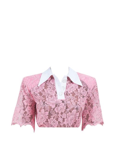 lace polo-style top