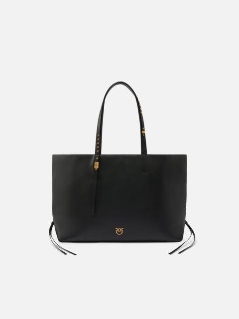 MEDIUM LEATHER SHOPPER BAG WITH METAL DETAILS