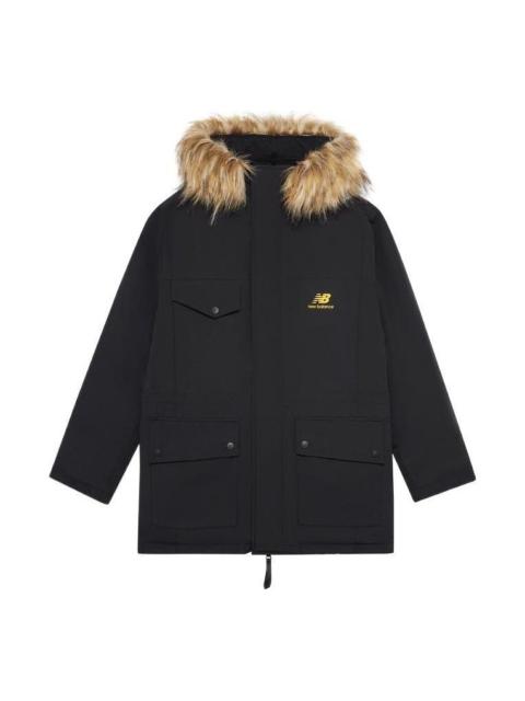 New Balance Fur Collar Warm Windproof Jacket 'Black Brown' AMJ23371-BK