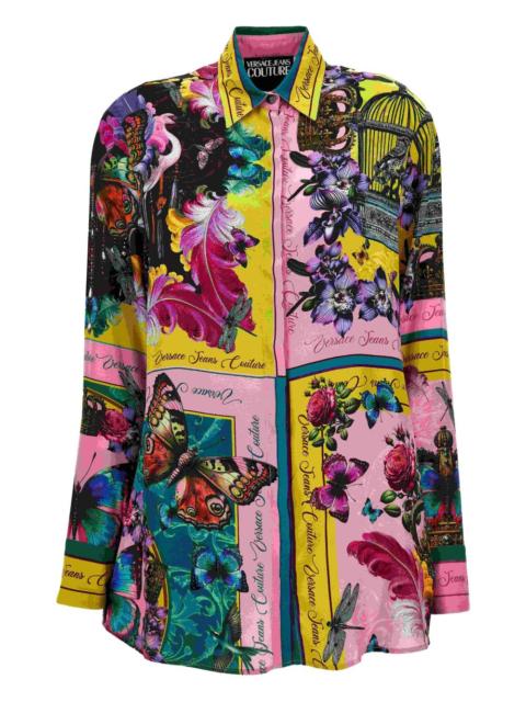 butterfly-print panelled shirt