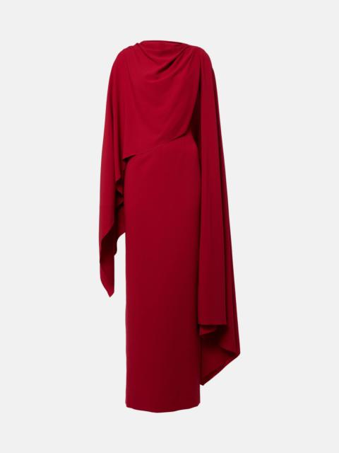 Demetria caped crêpe gown