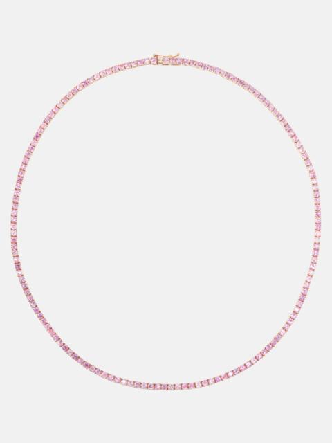 14kt rose gold tennis necklace with pink sapphires