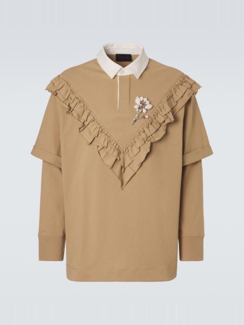Ruffled cotton polo shirt
