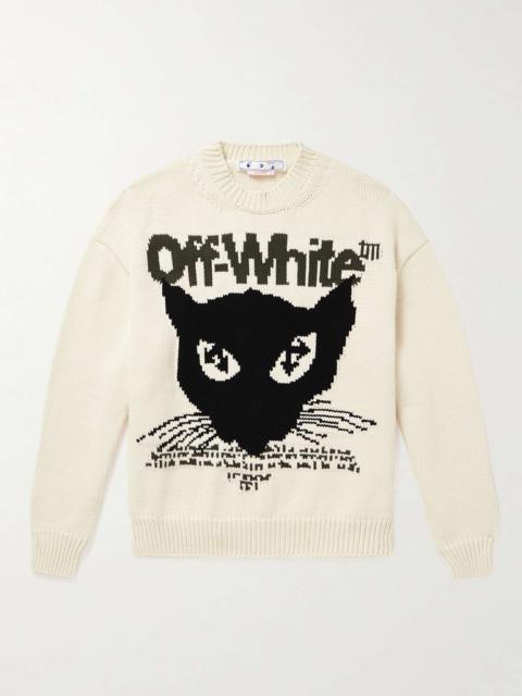 Intarsia-Knit Cotton-Blend Sweater