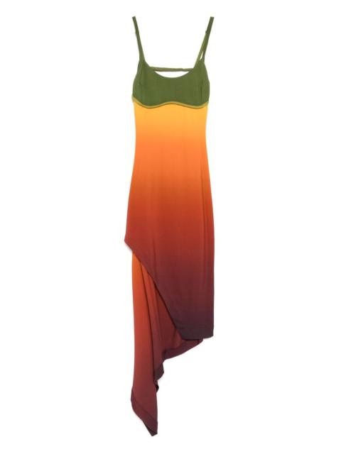 back cut-out ombré jersey dress