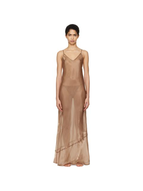 Tan Liquid Organza Cami Long Maxi Dress