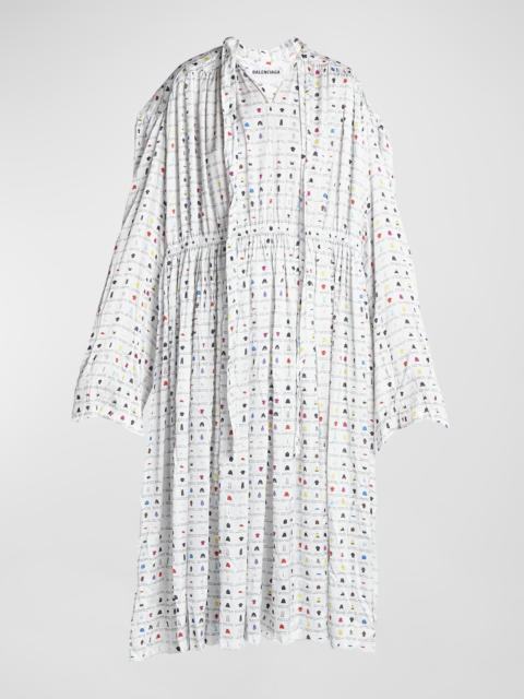 Collection JPEG-Print Oversized Satin Midi Dress